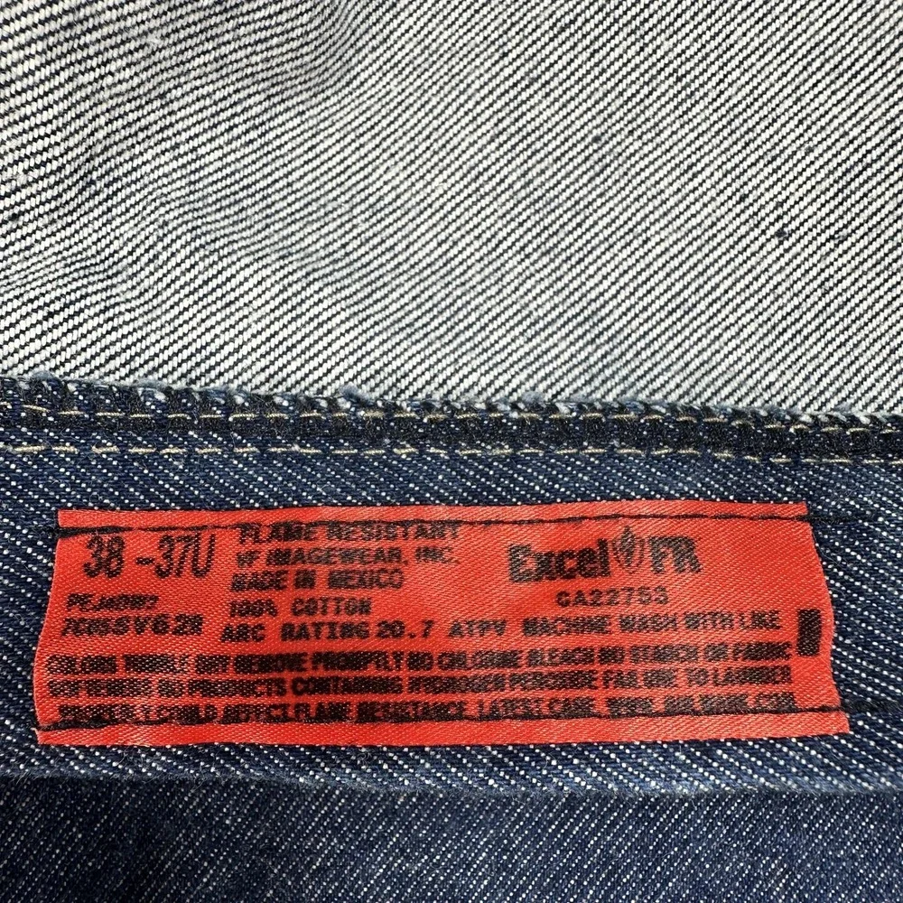 Bulwark FR Jeans Mens 38x34 Blue Relaxed Fit Straight Flame Resistant Denim Work